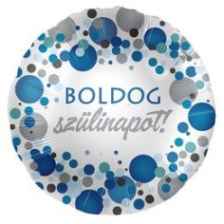   17 inch-es Boldog Szülinapot! Kék Pasztell Konfettis Fólia Lufi