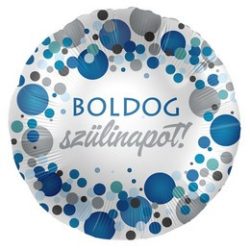   17 inch-es Boldog Szülinapot! Kék Pasztell Konfettis Fólia Lufi