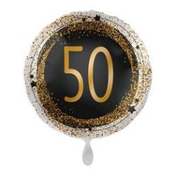 17 inch-es Gold Glitter 50. Szülinap Mintás Fólia Lufi