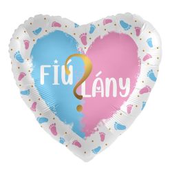   17 inch-es Fiú vagy Lány? Babaváró Mintás Szív Fólia Lufi