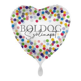 17 inch-es Boldog Szülinapot Pöttyös Szív Fólia Lufi
