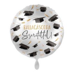   17 inch-es Ballagásodra Szeretettel Kalap Mintás Fólia Lufi