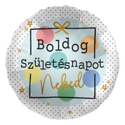   17 inch-es Boldog Születésnapot Neked Feliratú Színes Fólia Lufi