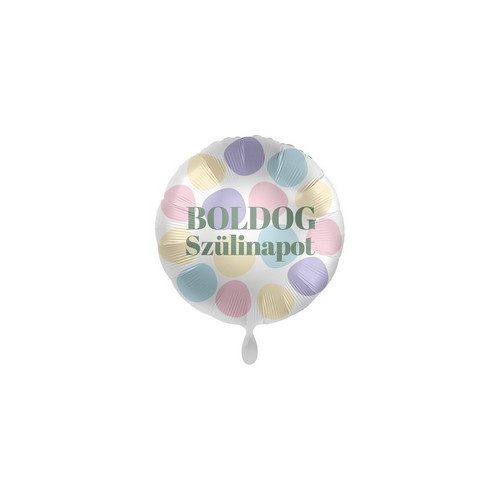 17 inch-es Boldog Szülinapot Pasztel Kör Mintás Fólia Lufi