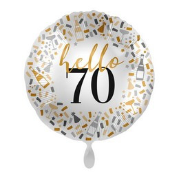 17 inch-es Hello 70 Feliratú Szülinap Mintás Fólia Lufi