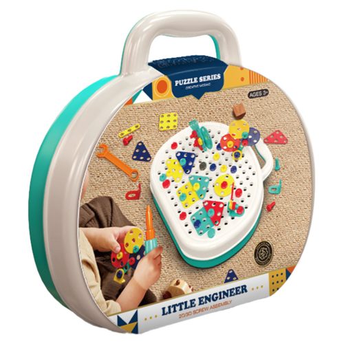 Pötyi építő klt., szerelős, puzzle, 3D-s, 217 db, bőröndös, 25x21 cm