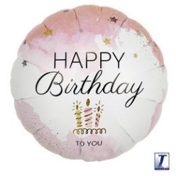 Ibrex 14 inch-es Happy Birthday Pink Szülinapi Fólia Lufi