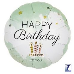 Ibrex 14 inch-es Happy Birthday Zöld Szülinapi Fólia Lufi