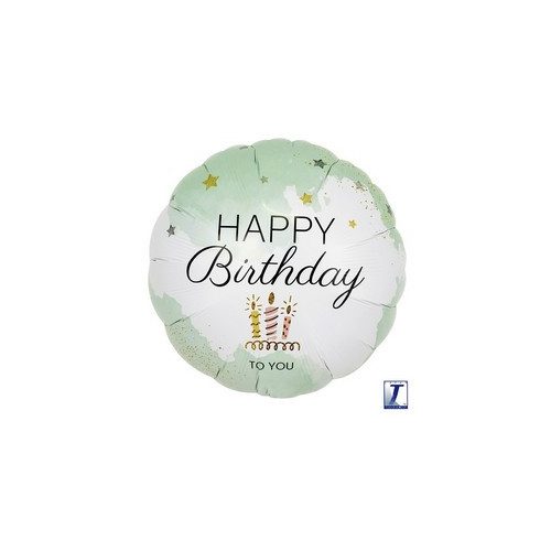 Ibrex 14 inch-es Happy Birthday Zöld Szülinapi Fólia Lufi