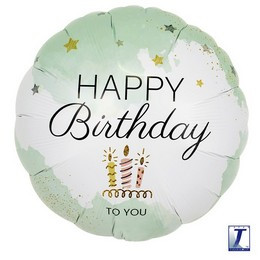 Ibrex 14 inch-es Happy Birthday Zöld Szülinapi Fólia Lufi