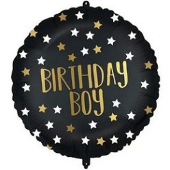 18 inch-es Birthday Boy Black Gold Szülinapi Fólia Lufi