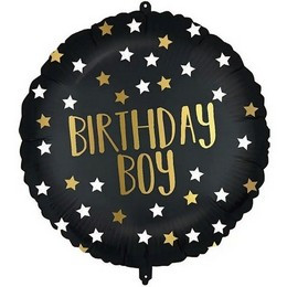 18 inch-es Birthday Boy Black Gold Szülinapi Fólia Lufi