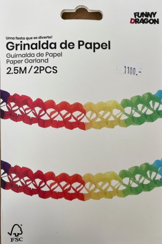 Girland színes papír 2,5m 2db-os