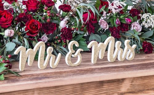 MR & MRS ARANY SZÍNŰ FA DEKORÁCIÓ