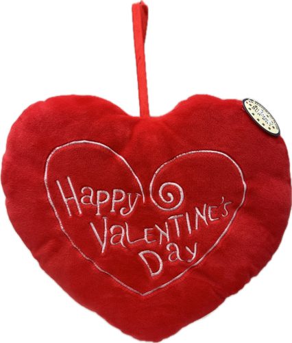 SZÍV PÁRNA PLÜSS KÖZEPES "Happy Valentines Day" 30*26CM