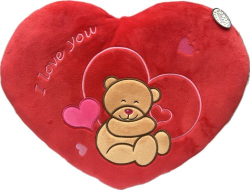 SZÍV PÁRNA PLÜSS nagy "I Love you" Macis, elefántos 48*36CM