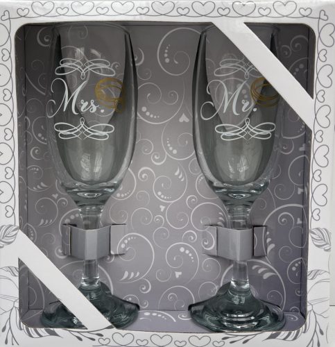 Pezsgős pohár szett  2db-os 180ml "Mr+Mrs"