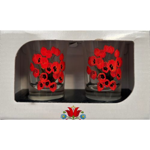 2 db-os pálinkás pohár szett 35ml magyaros "Poppy 2" 