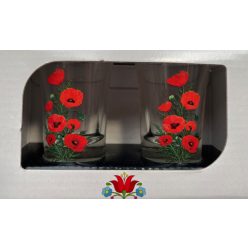   2 db-os pálinkás pohár szett 35ml magyaros pipacsos "Poppy 1"