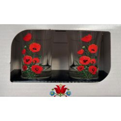   2 db-os pálinkás pohár szett 35ml magyaros pipacsos "Poppy 1"