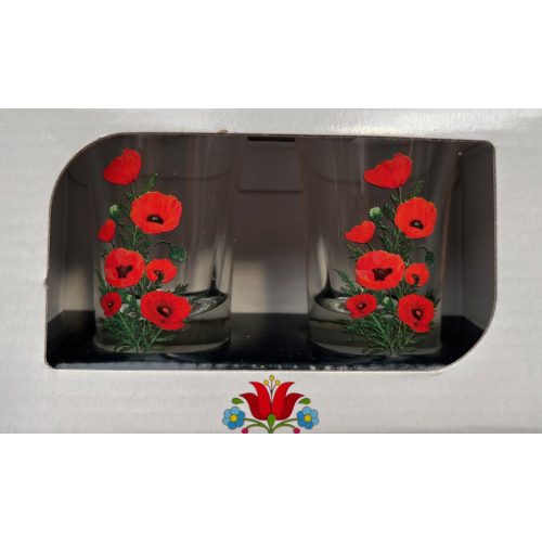 2 db-os pálinkás pohár szett 35ml magyaros pipacsos "Poppy 1"