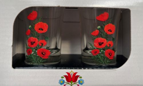 2 db-os pálinkás pohár szett 35ml magyaros pipacsos "Poppy 1"