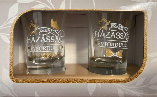2 db-os pálinkás szett 35ml " Boldog Házassági Évfordulót" Kis betűs
