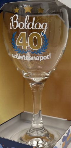 Boros pohár 220ml Boldog 40 születésnapot!