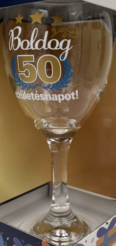 Boros pohár 220ml Boldog 50 születésnapot!