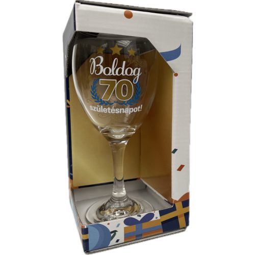 Boros pohár 220ml Boldog 70 születésnapot!