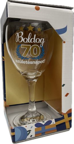 Boros pohár 220ml Boldog 70 születésnapot!