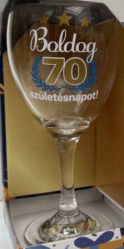 Boros pohár 220ml Boldog 70 születésnapot!
