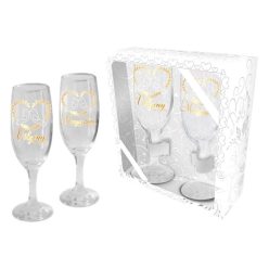   Pezsgőspohár Menyasszony+völlegény   Cikkszám: 0439668 Leírás: 190ml*2db