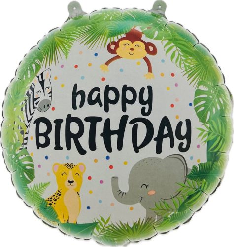 18 inch-es Happy Birthday Dzsungel Állatok Fólia Lufi