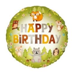   18 inch-es Happy Birthday Forest Friends Szülinapi Fólia Lufi