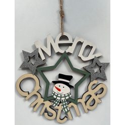   Fa karácsonyi ajtódísz csillaggal "Merry chritmas"