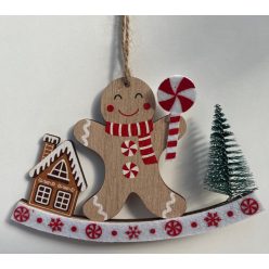   karácsonyi fa mézeskalács figura 15*10cm kisfiú nyalókával