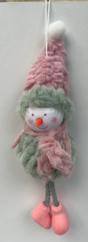 Karácsonyi hóember figura lógólábú 22cm