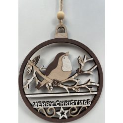   Fa karácsonyi ajtódísz madaras  "Merry chritmas"