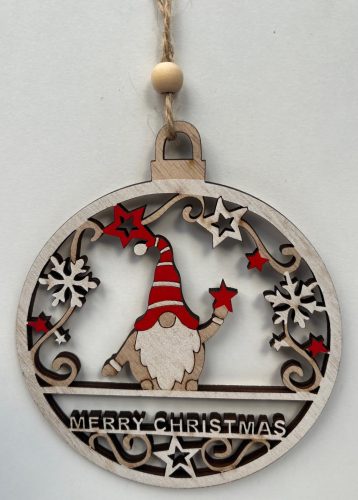 Fa karácsonyi ajtódísz manós "Merry christmas"