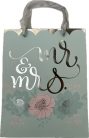 Dísztáska "Mr & Mrs" Zöld+virágok