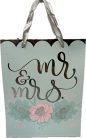 Dísztáska "Mr & Mrs" Zöld+virágok