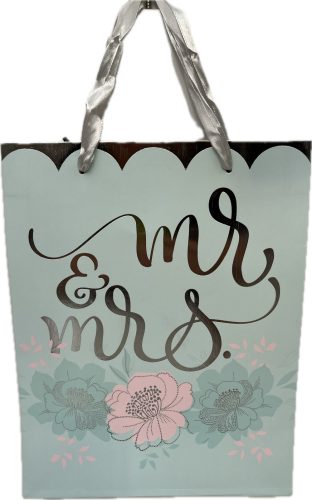 Dísztáska "Mr & Mrs" Zöld+virágok