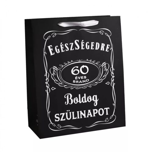Dísztasak közép "Boldog SZÜLINAPOT" 60 ÉVES fekete