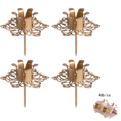 Gyertyatartó  4db-os szirom,  2cm belső, 6cm külső arany