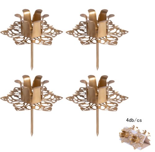 Gyertyatartó  4db-os szirom,  2cm belső, 6cm külső arany