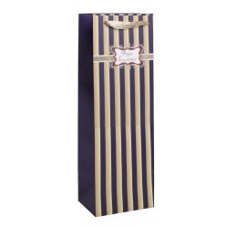   PAPÍRTASAK BOROS MATT, NAGY SZERETETTEL FELIRAT, SÖTÉTKÉK ÉS ARANY SÁVOS 12*36cm