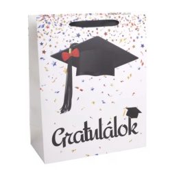   PAPÍRTASAK MATT, BALLAGÓS SAPKA, GRATULÁLOK FELIRATTAL 18*23CM M-ES