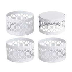 Fém gyertyatartó 4db-os fehér virágos 5,3*5,3*3cm