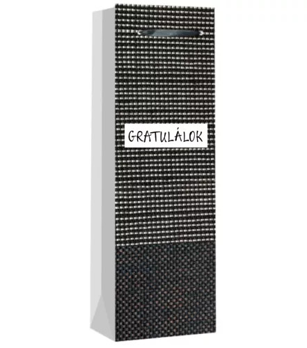 PAPÍRTASAK BOROS MATT, FEKETE ÉS FEHÉR KOCKÁS, GRATULÁLOK FELIRATTAL 12*36cm